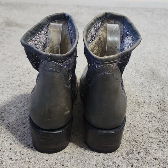 Freebird by Steven Cabcro Crochet Lace Western Moto Booties Size 6 Grey Blue - Picture 3 of 12